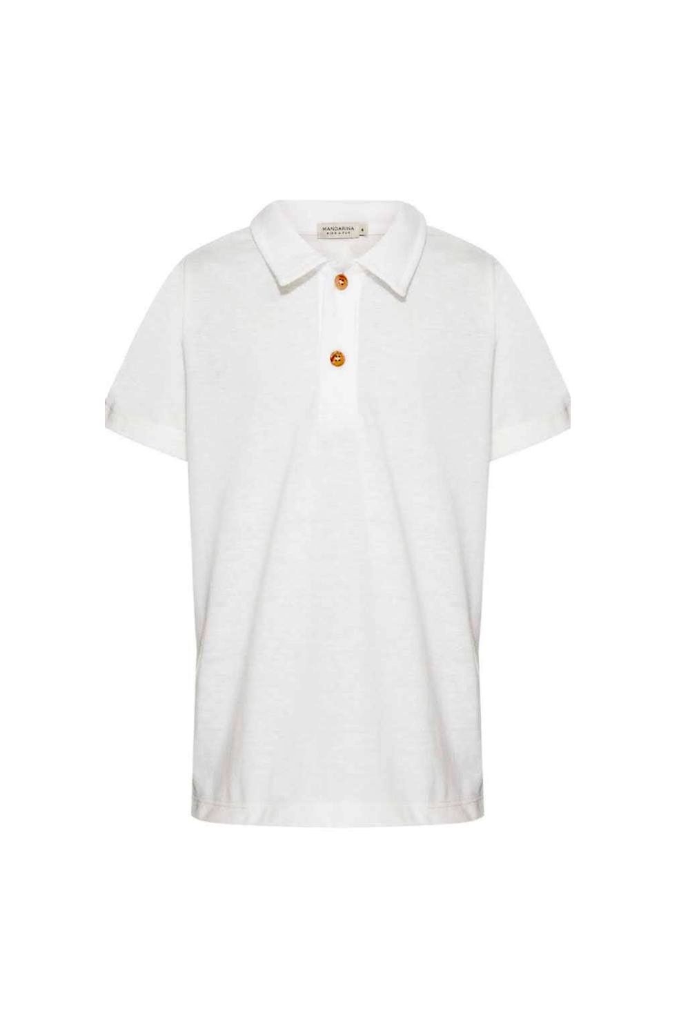 Camiseta Polo Algodao Branca Mandarina Kids Fun