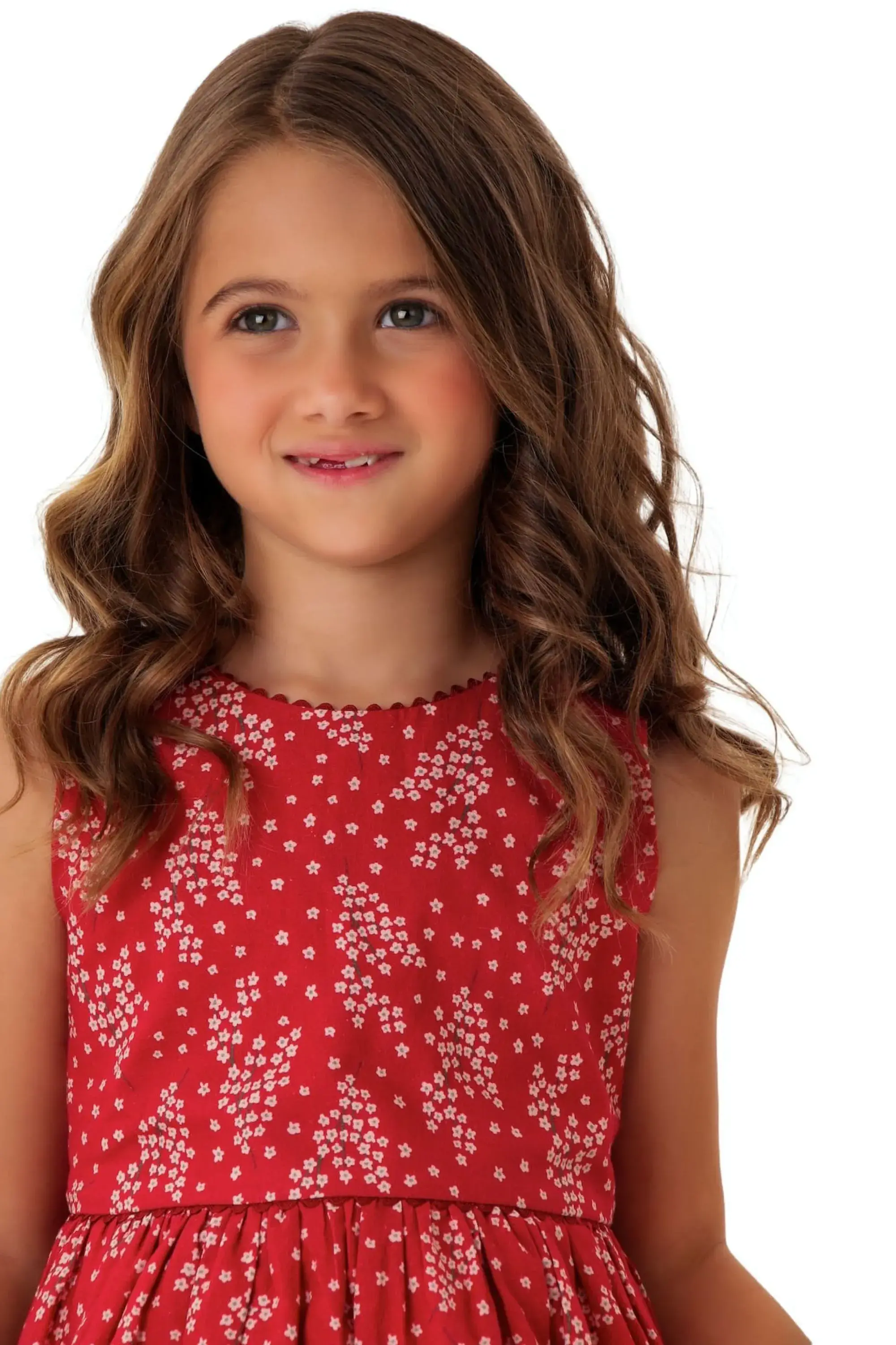 Vestido Infantil Milla Floral Vinho (Collab Japão)