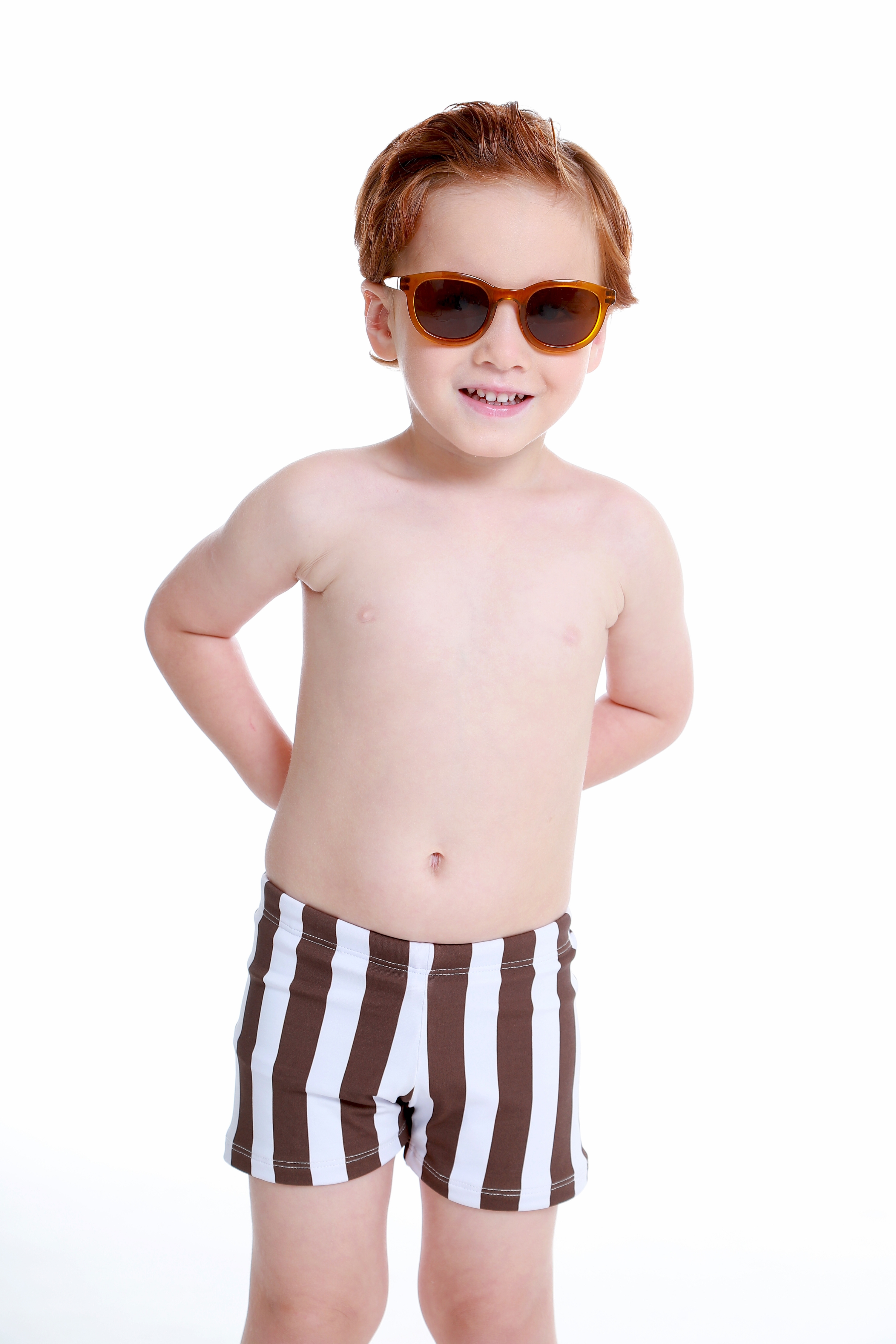 Sunga Infantil Listras Marrom