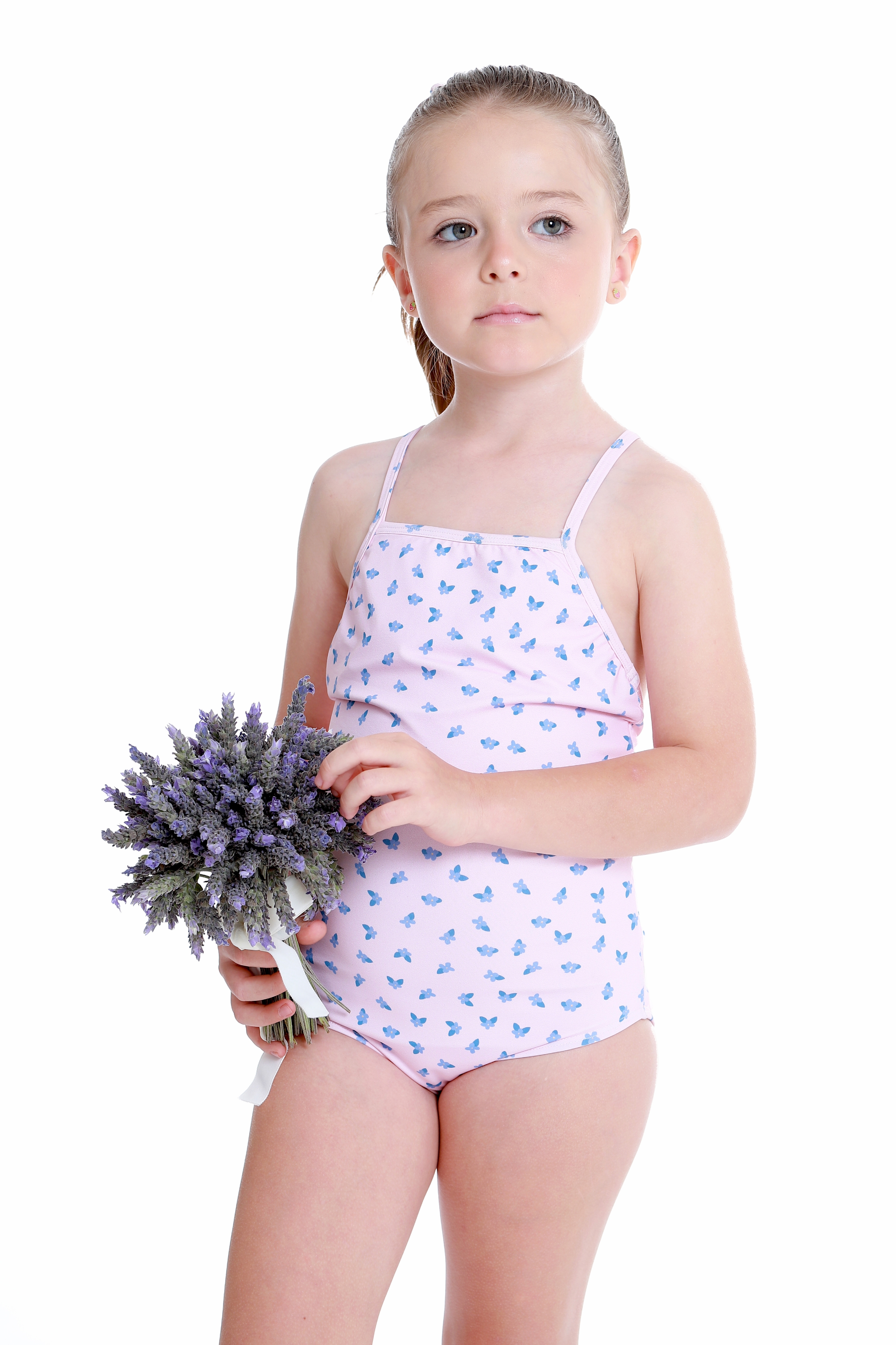 Maiô Infantil Santorini Flor Rosa