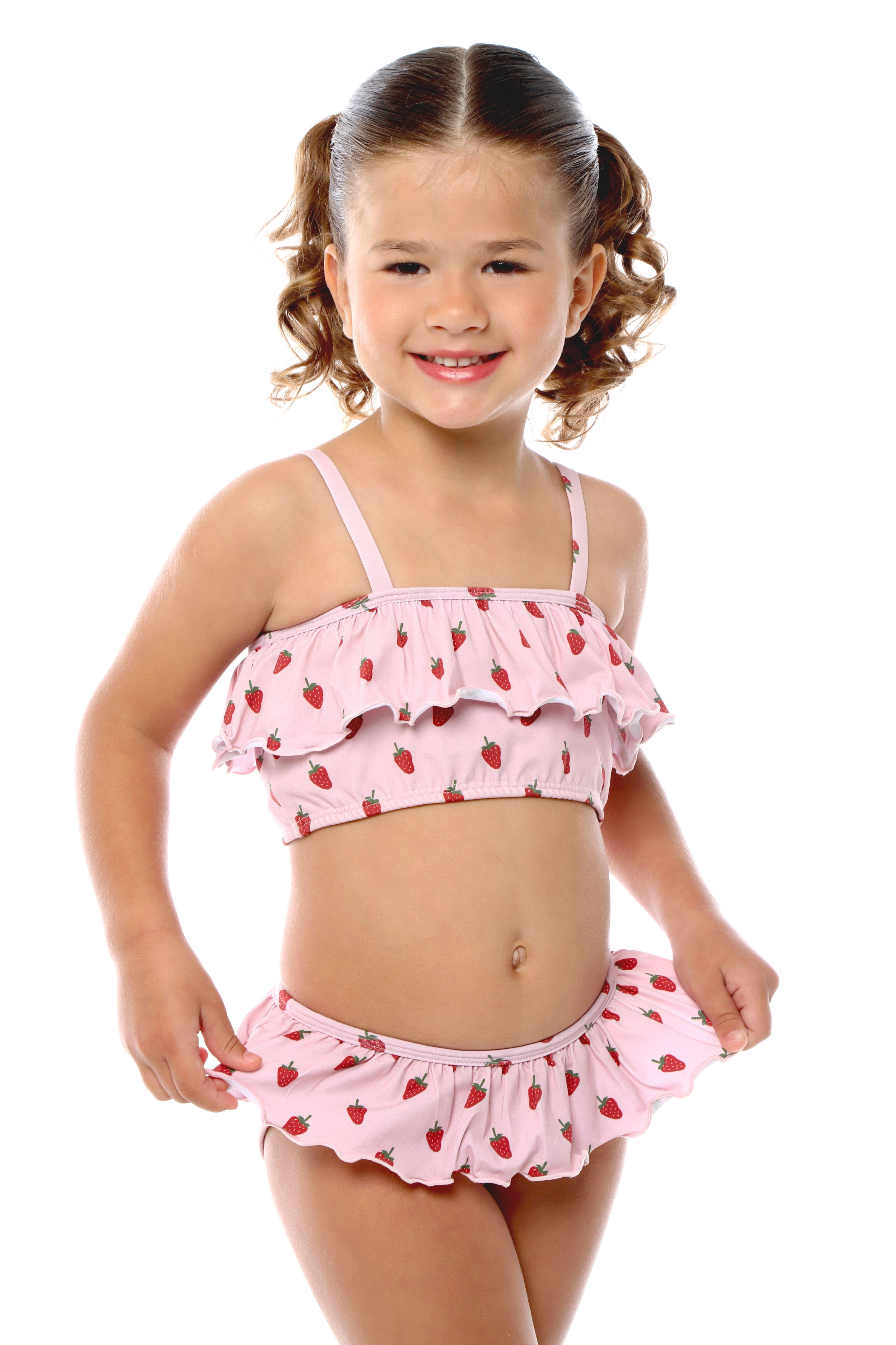 Biquíni Infantil Alice Morango Rosa
