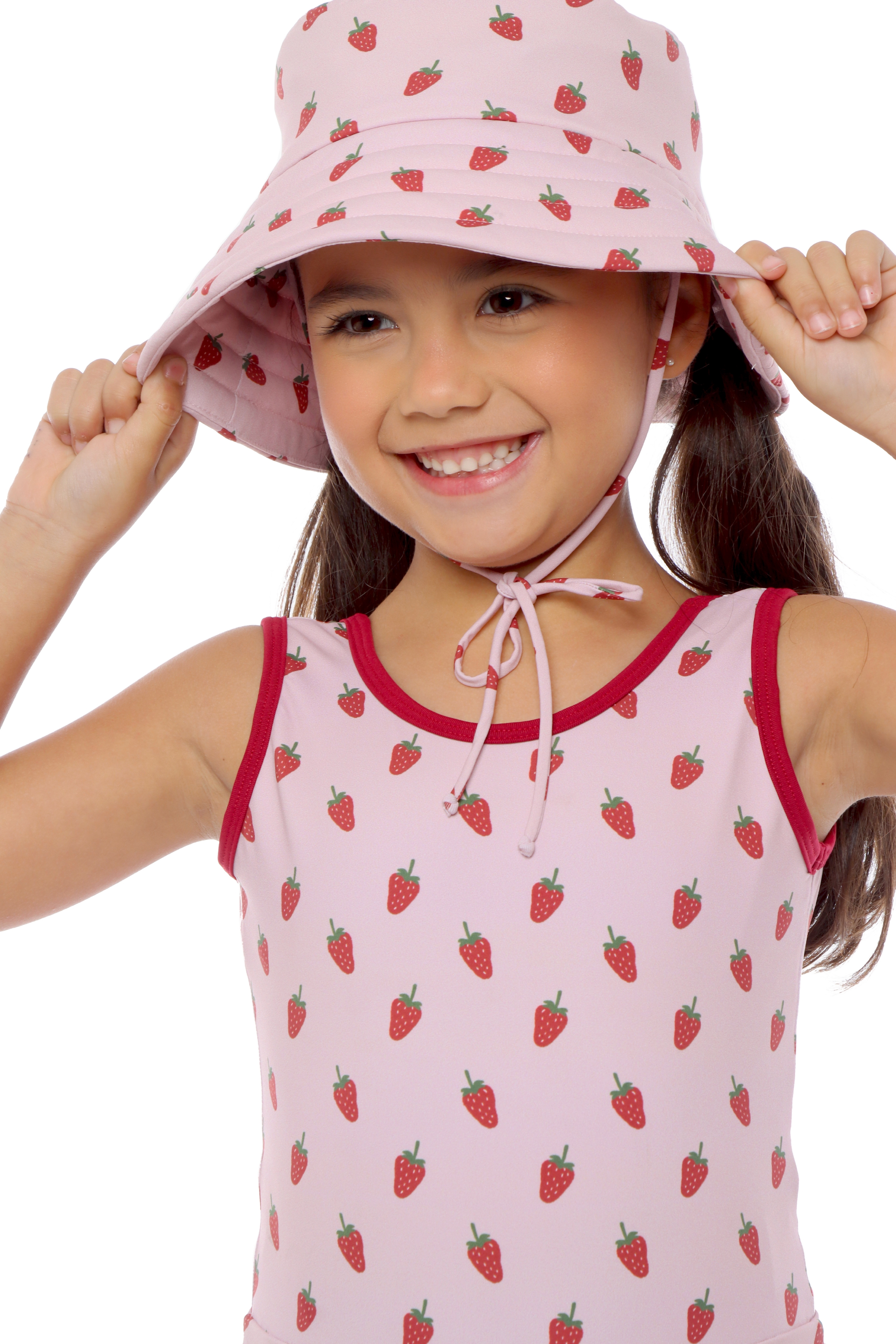 Chapéu Infantil UV 50 Morango Rosa