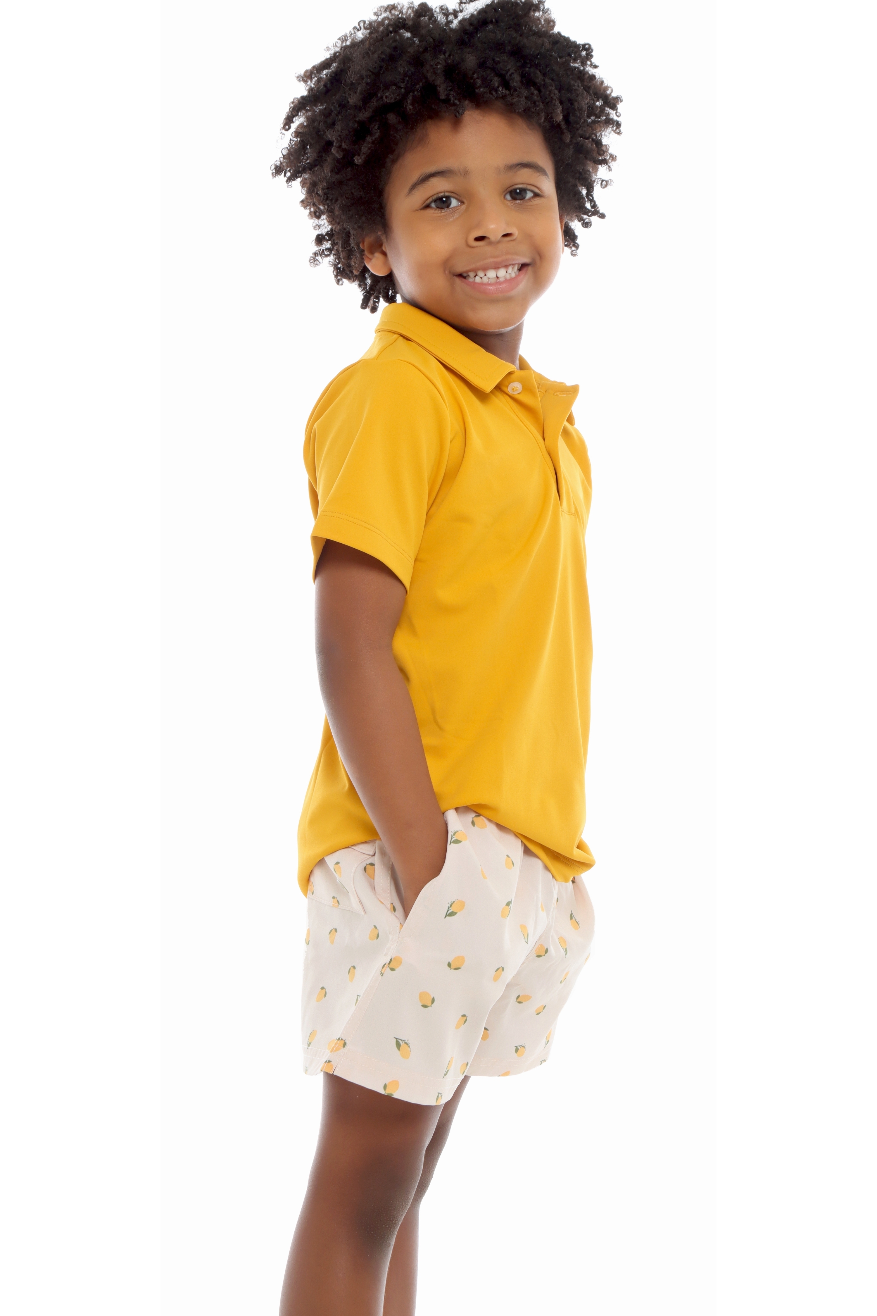 Camiseta Pólo Infantil UV 50 Mostarda