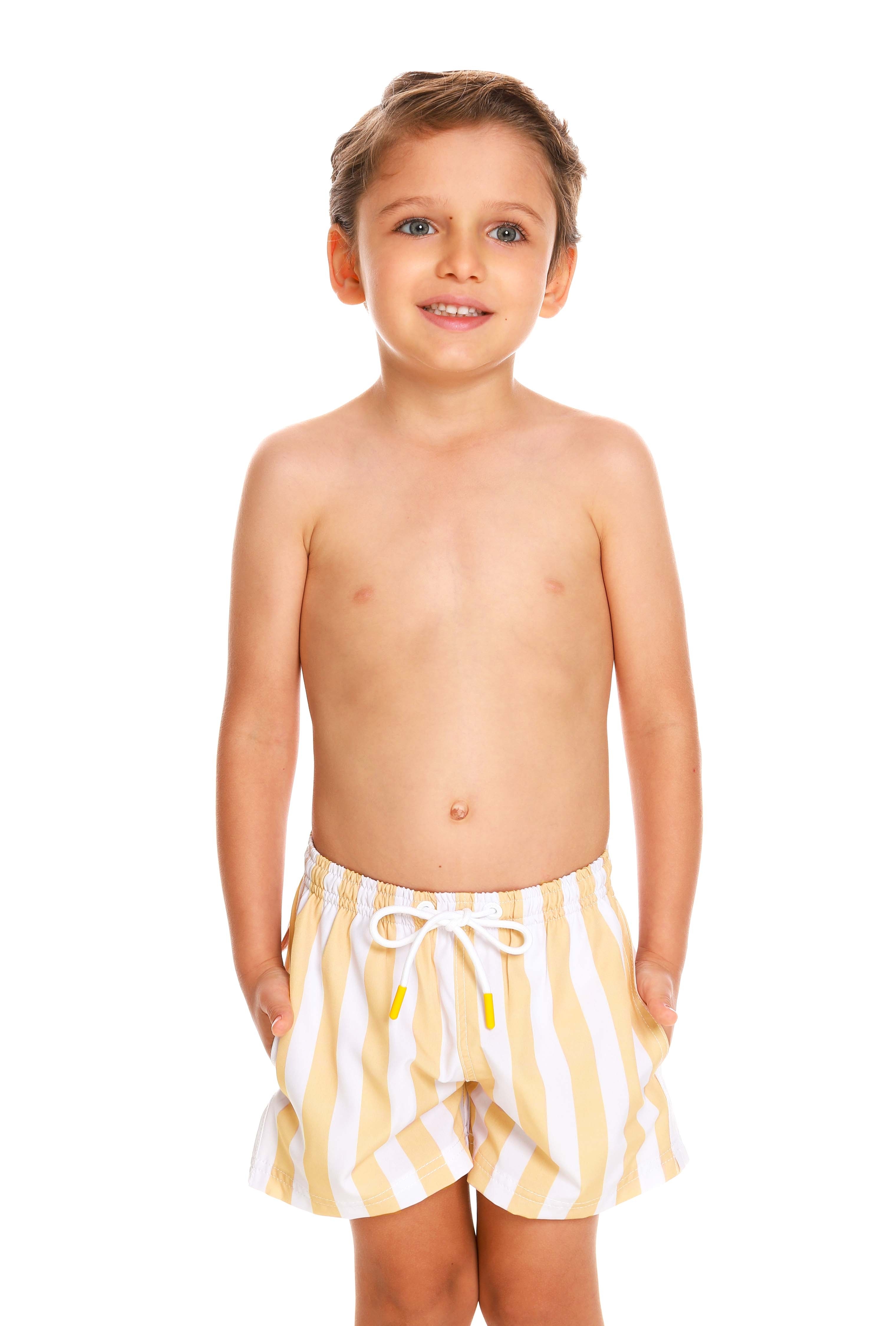 Shorts Infantil Listras Amarelo