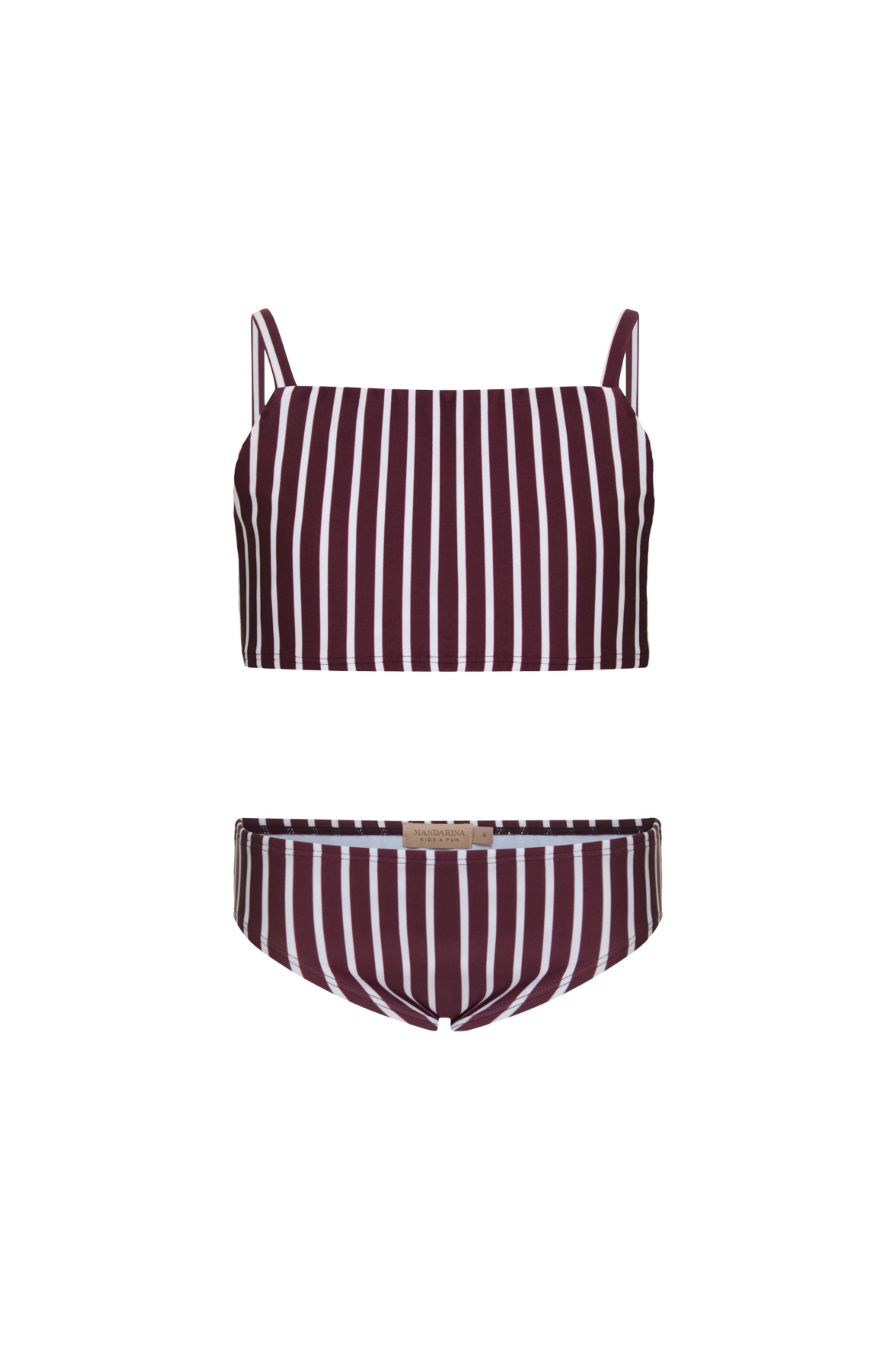 Biquíni Infantil Luisa Listrado Vinho/Off white (COLLAB ANDREA BOGOSIAN)