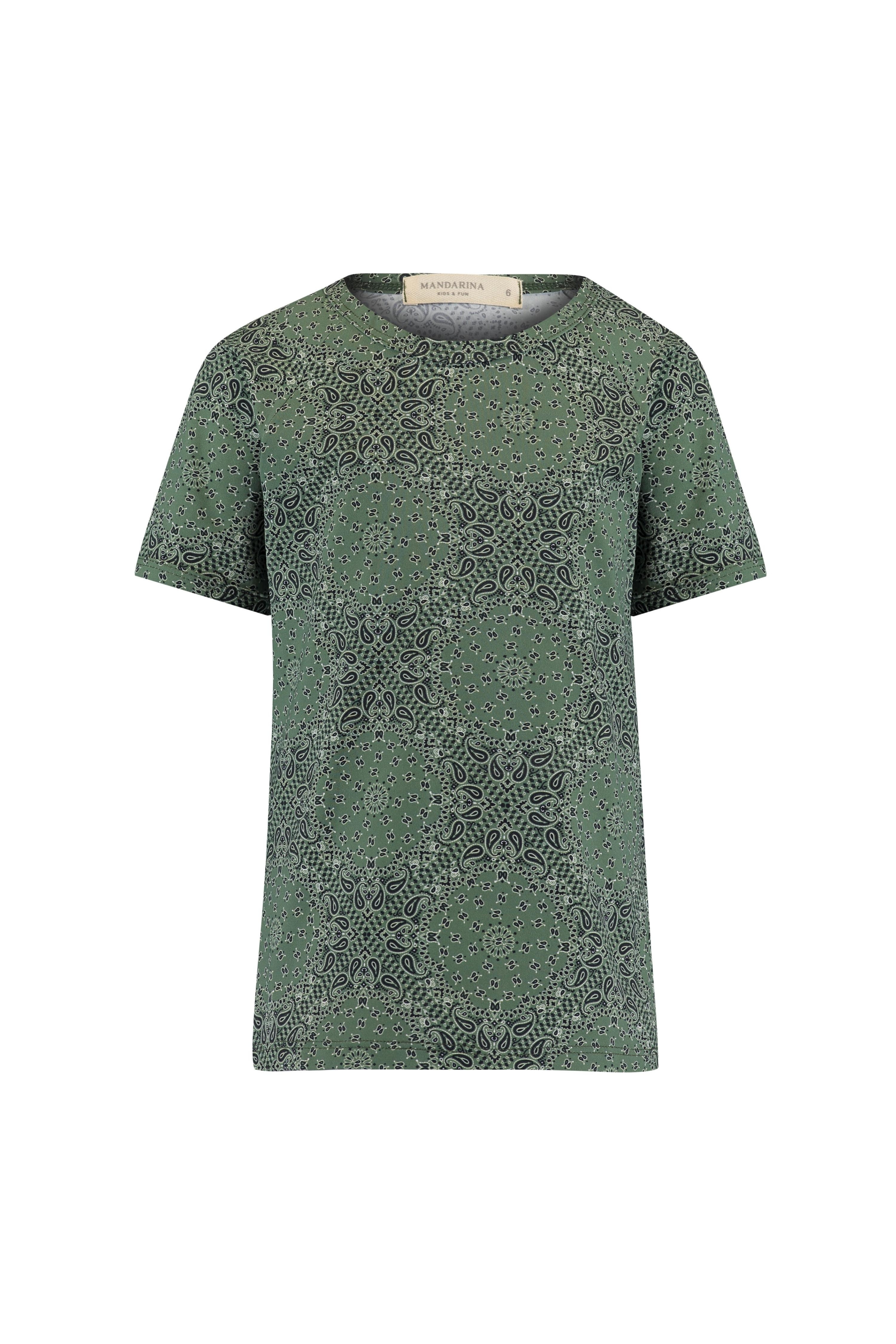 Camiseta Infantil Feminina UV 50 Manga Curta Paisley Green