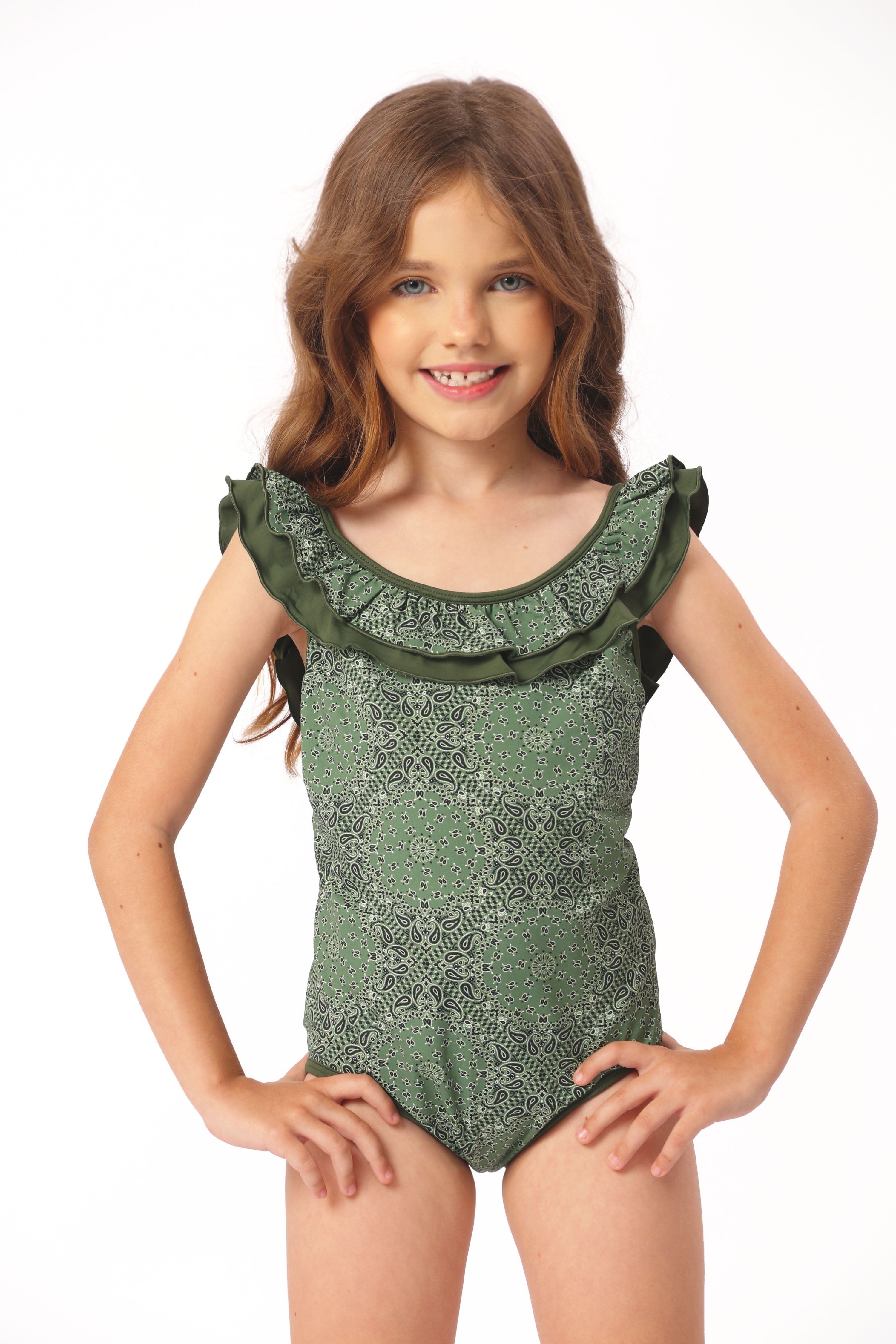 Maiô Infantil UV 50 Grace Paisley Green