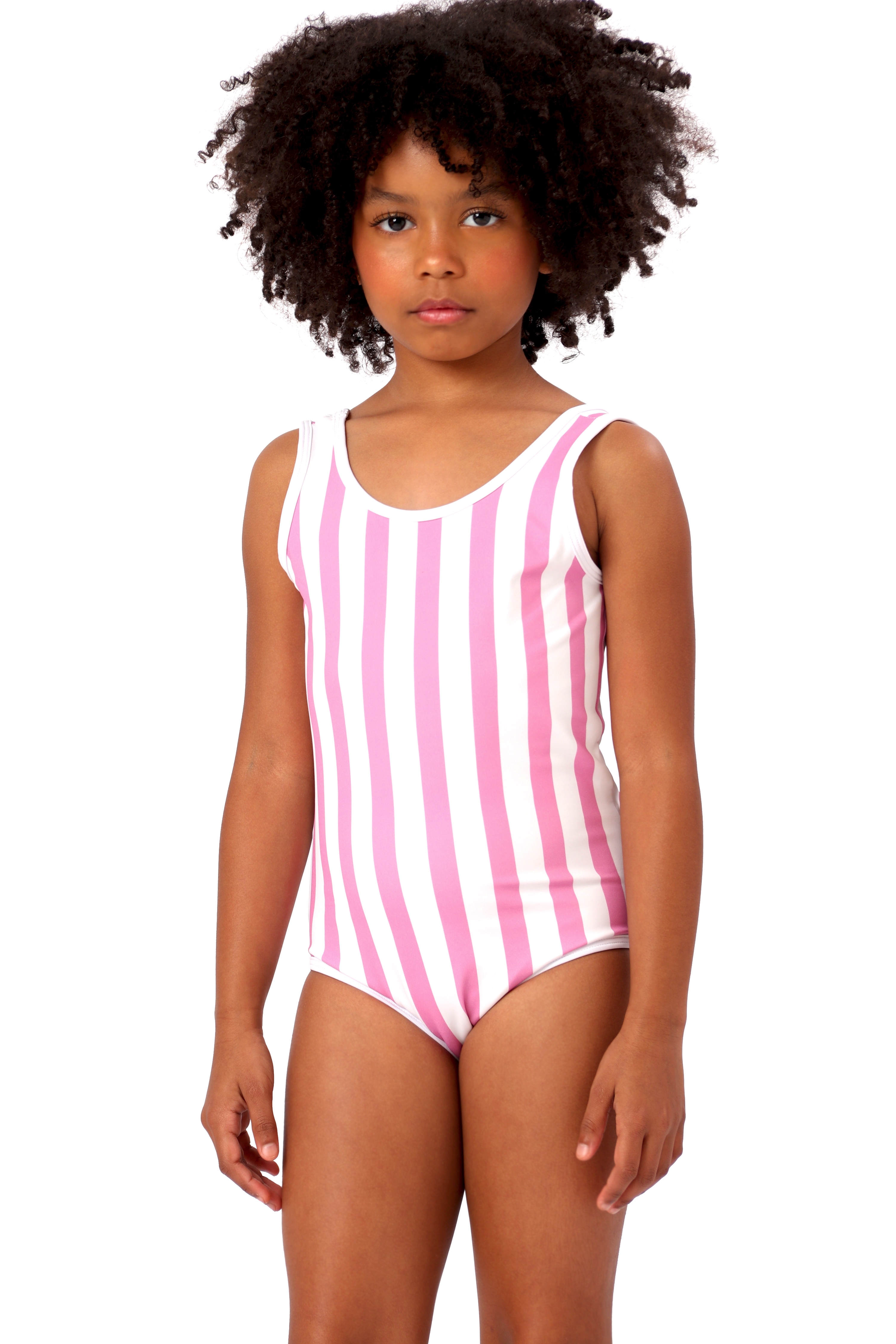Maiô Infantil UV 50 Andrea Stripes Pink