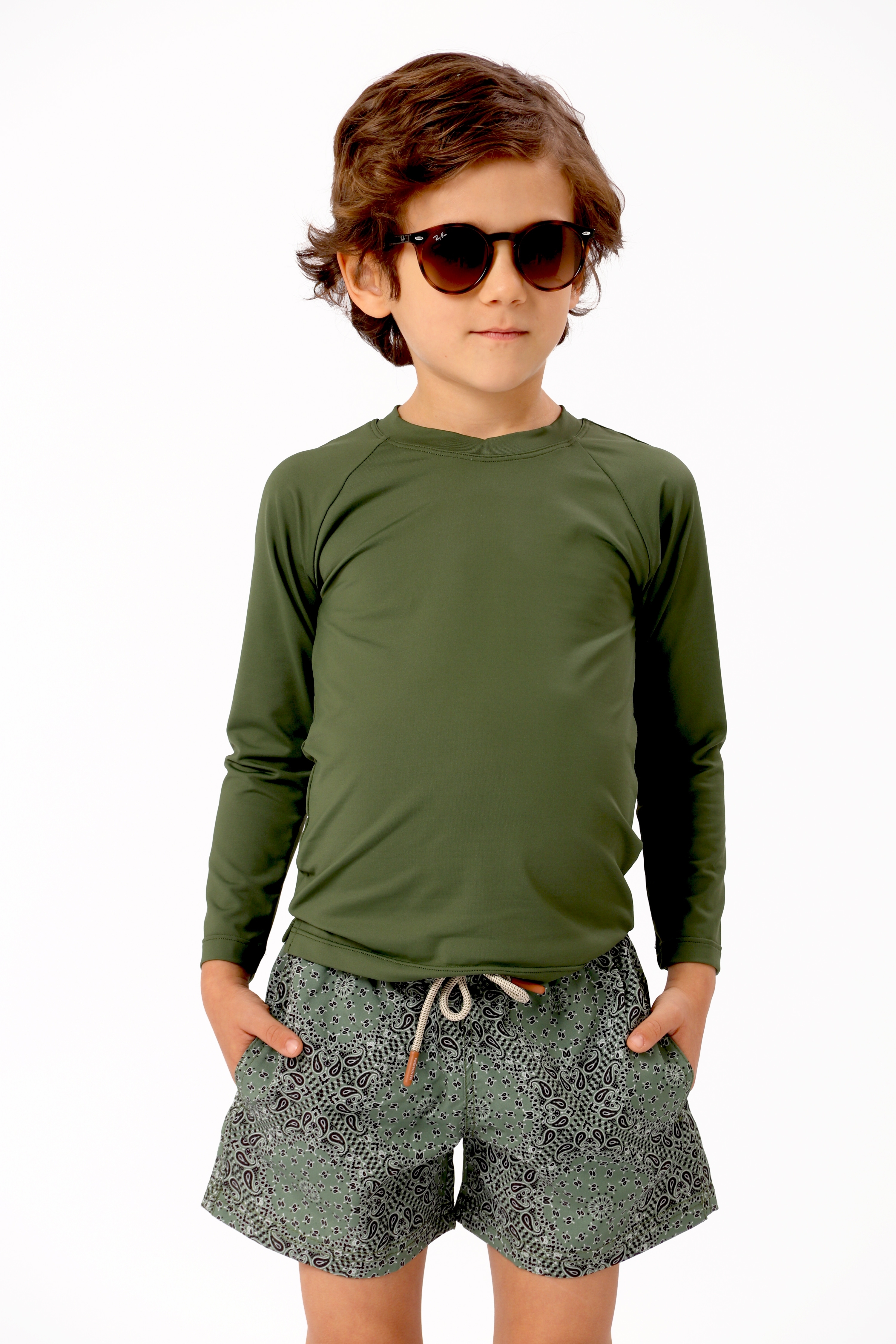 Shorts Infantil Paisley Green
