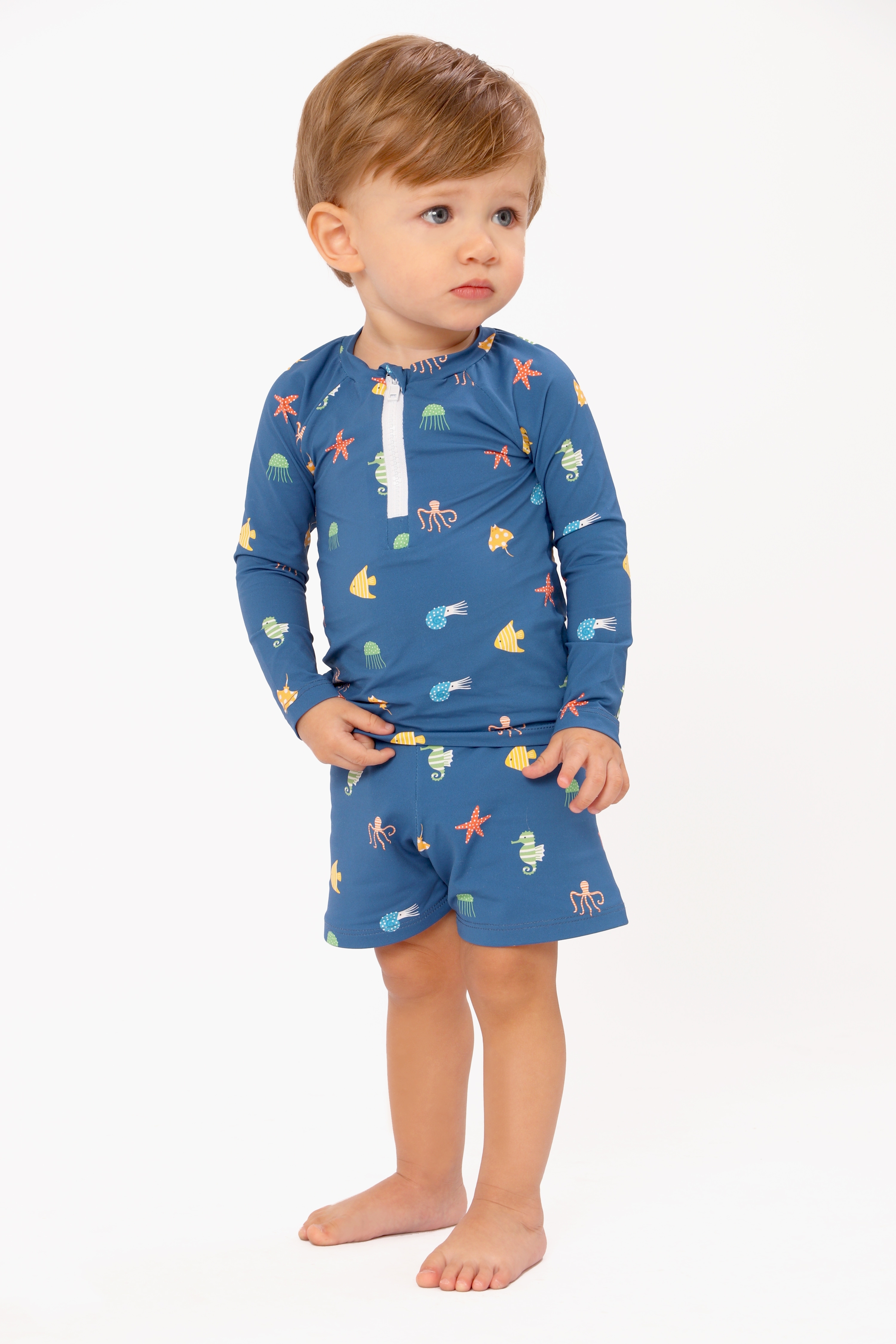 Conjunto Infantil Masculino UV 50 Animais Marinhos