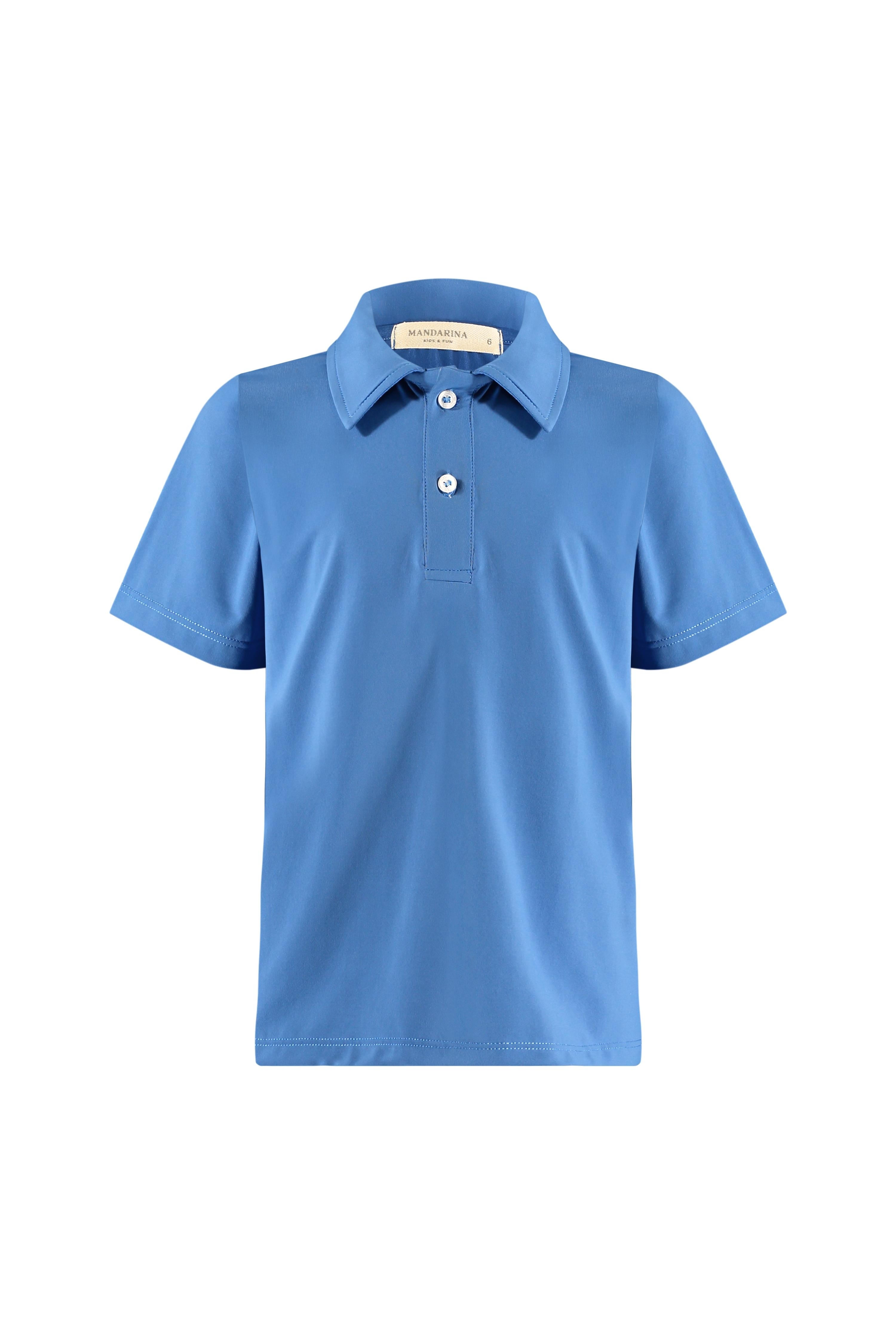 Camiseta Pólo Infantil Masculina UV 50 Azul Celeste