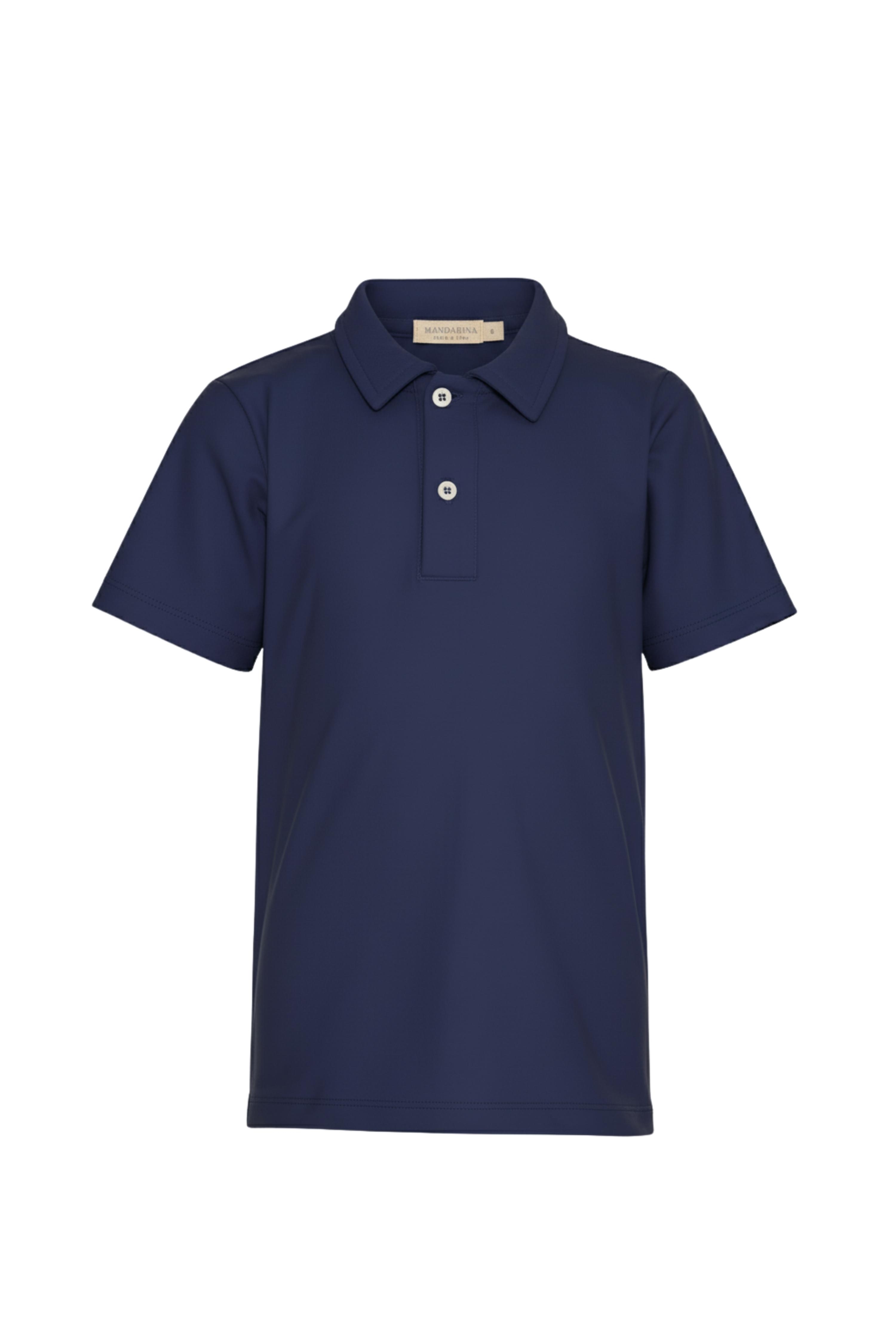 Camiseta Pólo Infantil Masculina UV 50 Azul Marinho