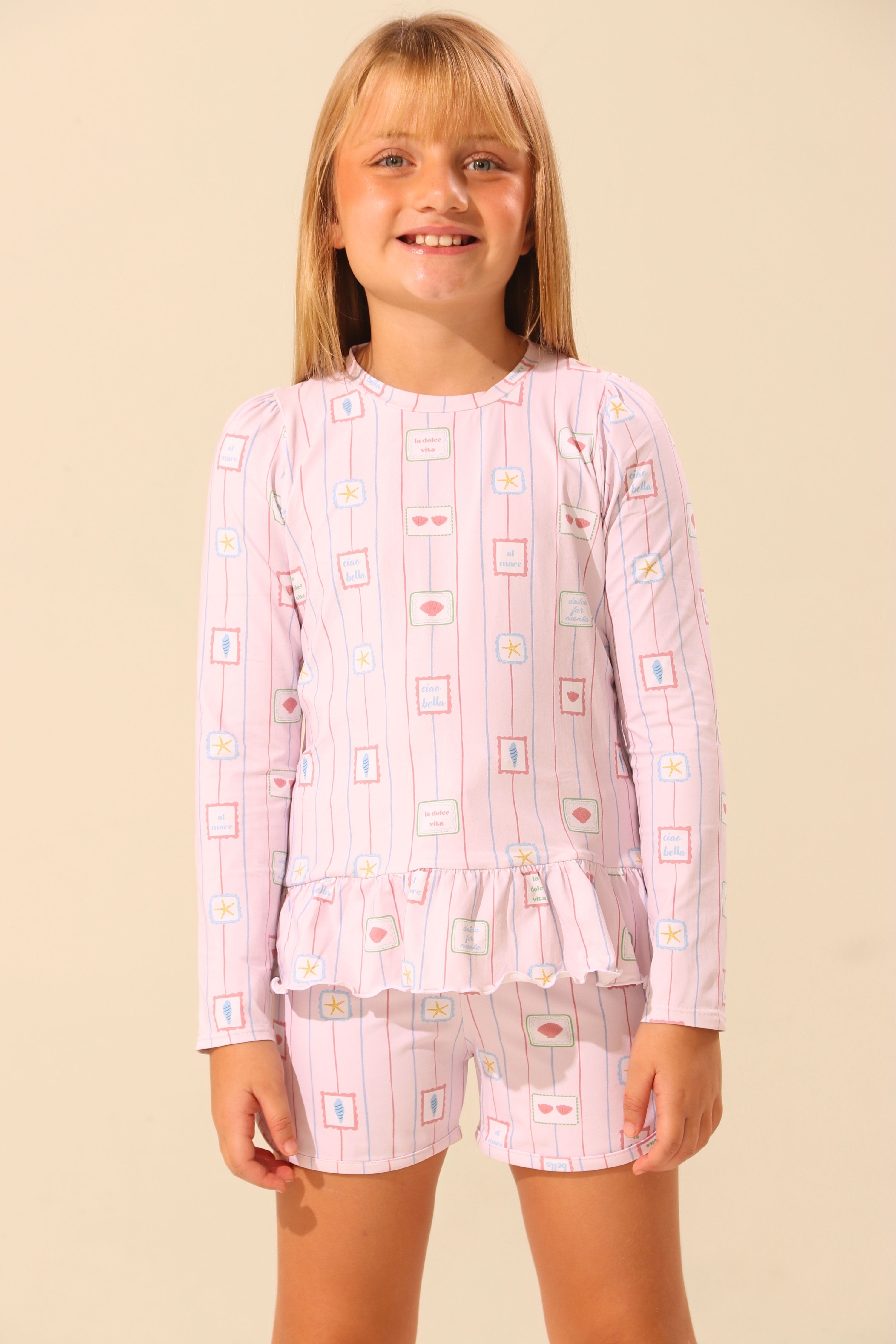 Camiseta Feminina Infantil UV 50 Conchiglie