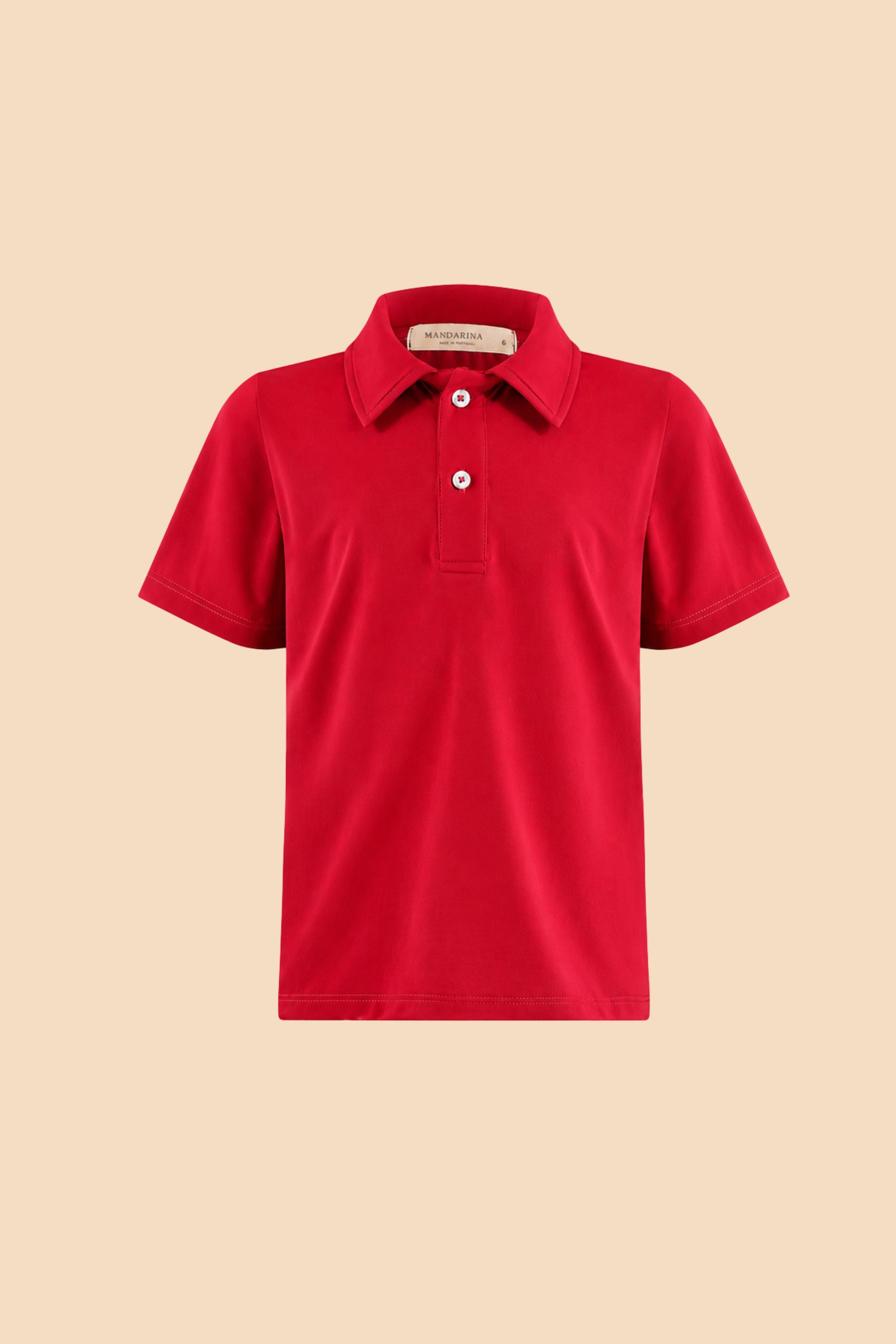 Camiseta Pólo Masculina Infantil UV 50 Vermelha