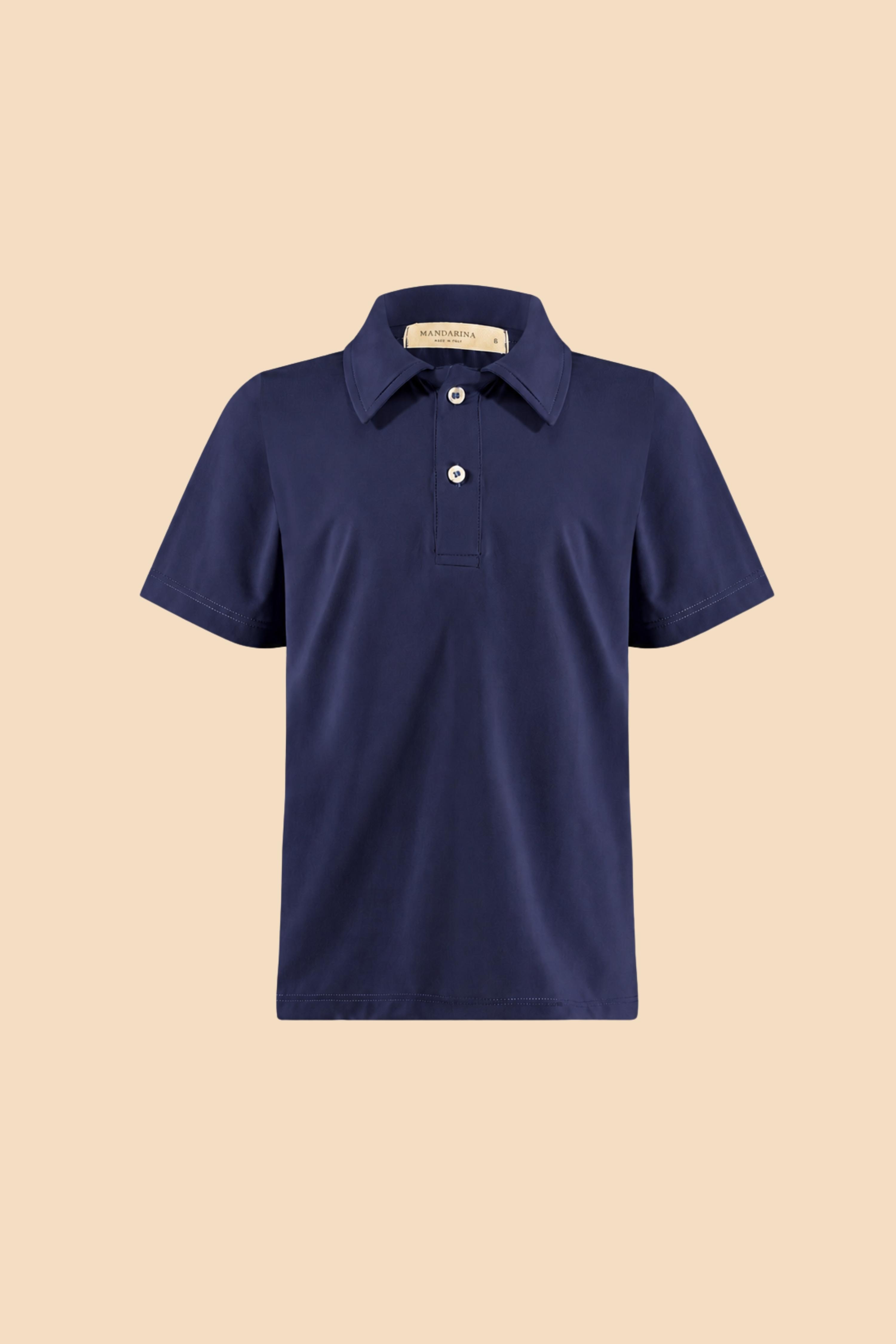 Camiseta Pólo Masculina Infantil UV 50 Marine Escuro