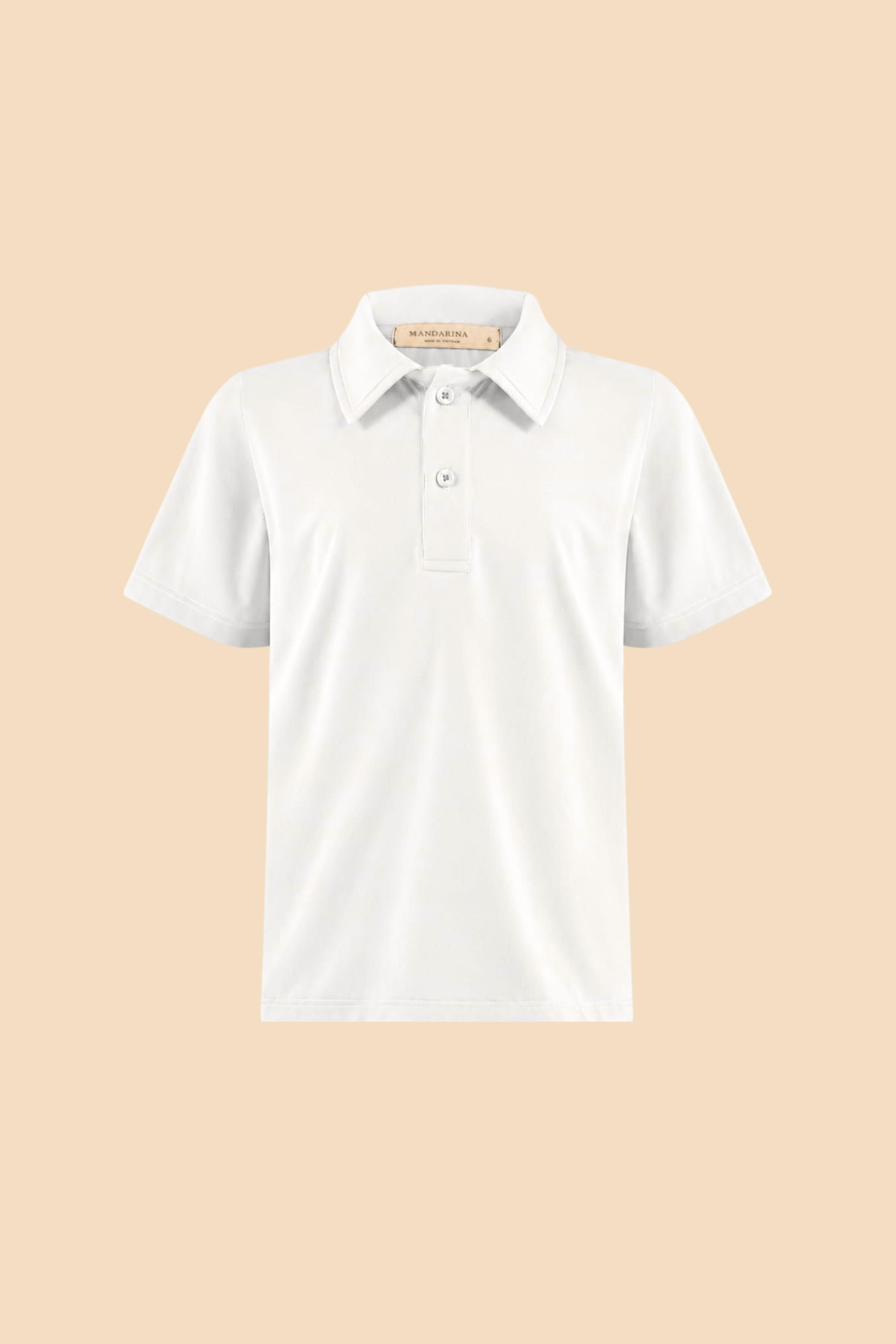 Camiseta Pólo Masculina Infantil UV 50 Branca