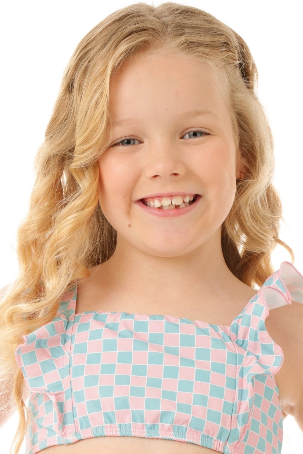 Biquini Infantil UV50 Victoria Azulejo Turquesa e Rosa Mandarina Kids Fun