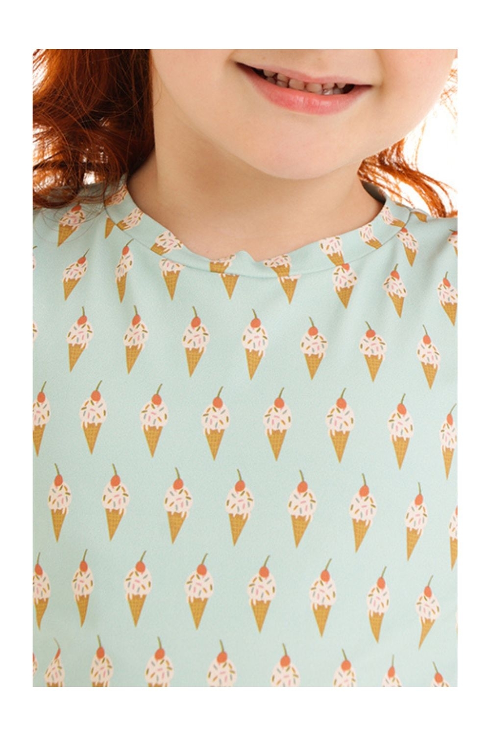 Vestido Saida de Praia Infantil UV50 Sophie Sorvetinho Verde Fabiana Justus Mandarina Kids Fun